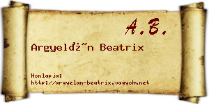 Argyelán Beatrix névjegykártya
