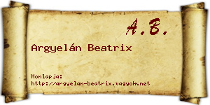 Argyelán Beatrix névjegykártya