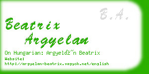 beatrix argyelan business card